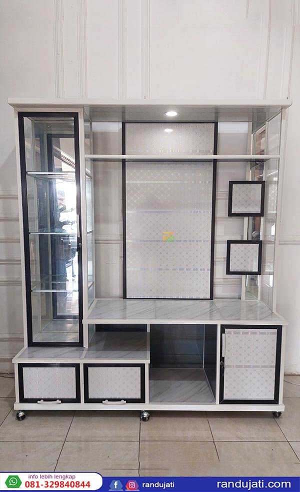 BUFET TV TINGGI ALUMUNIUM 160 PVC PUTIH