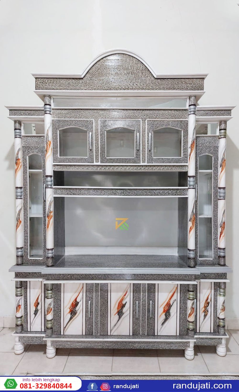 BUFET TV TASIK KAYU WARU TINGGI PARTISI CAT DUCO ABU