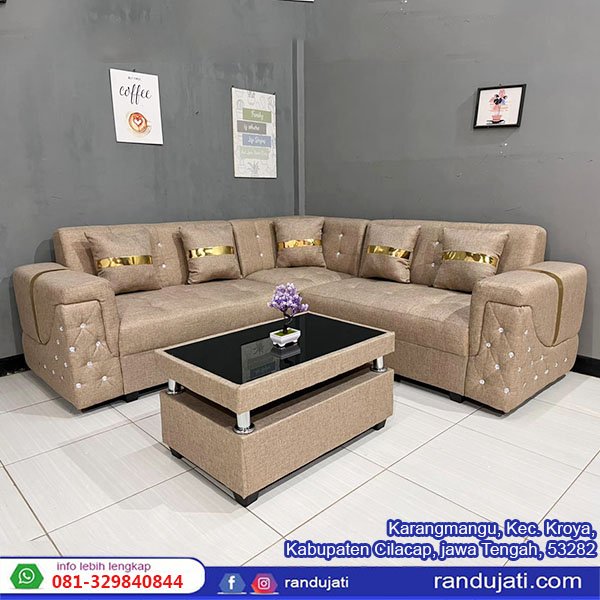 SOFA SUDUT KANCING BERLIAN MOCCA KIMMY