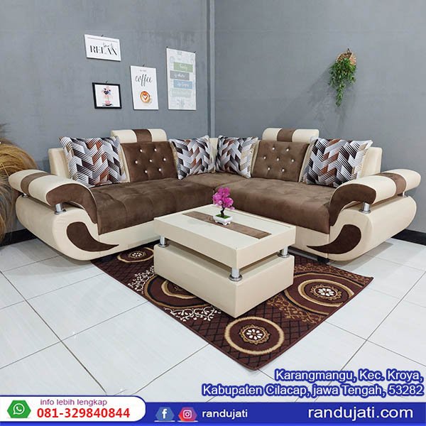SOFA SUDUT BUTERFLY GGS COKLAT KREM
