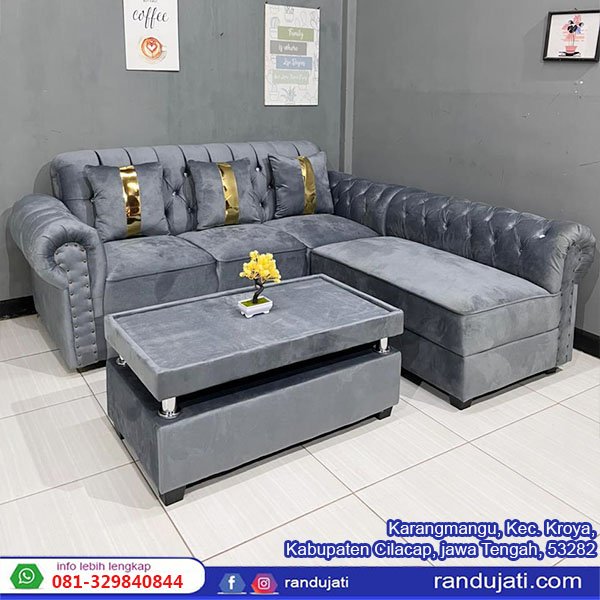 SOFA SUDUT L PUTUS GELUNG ABU MIDILI