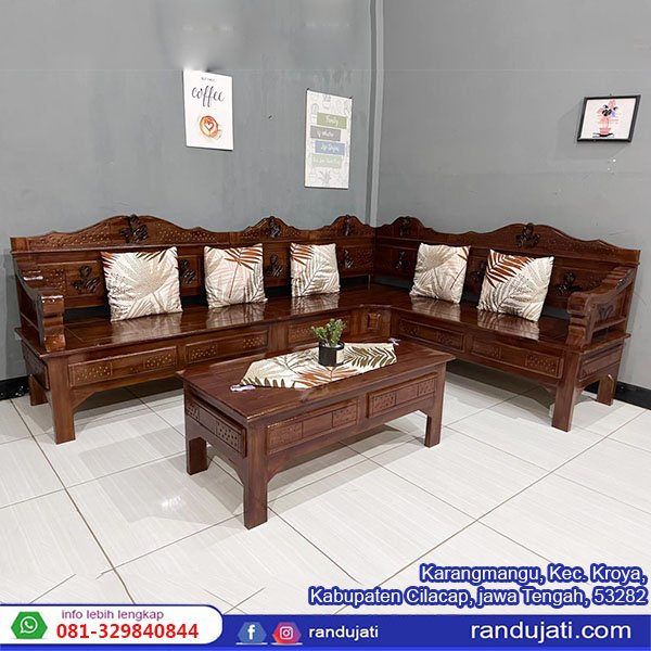 KURSI KAYU JATI BAGONG JUMBO SUDUT BLOK AR