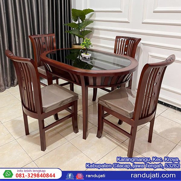 MEJA MAKAN KAYU SONIUM OVAL K4 MM090