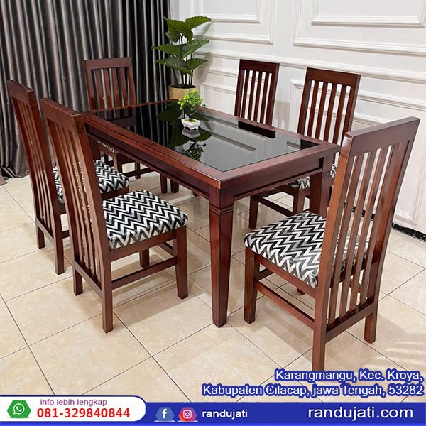 MEJA MAKAN KAYU SONIUM KOTAK KURSI 6 MM093