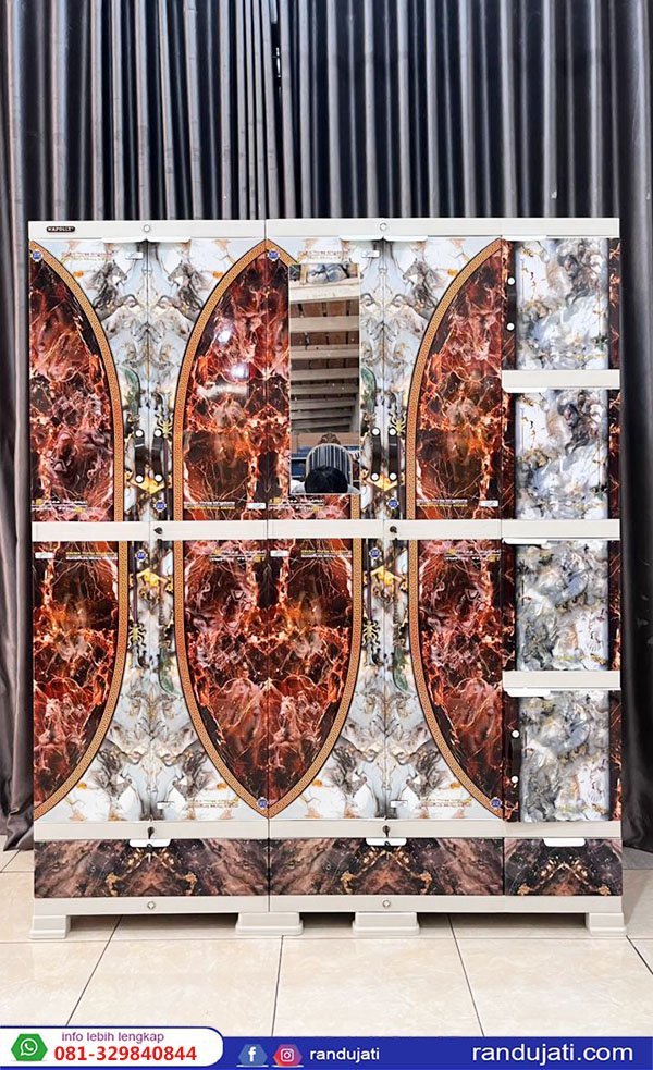 LEMARI PLASTIK NAPOLLY PINTU 5 JUMBO MIDICAB 5412 MOTIF