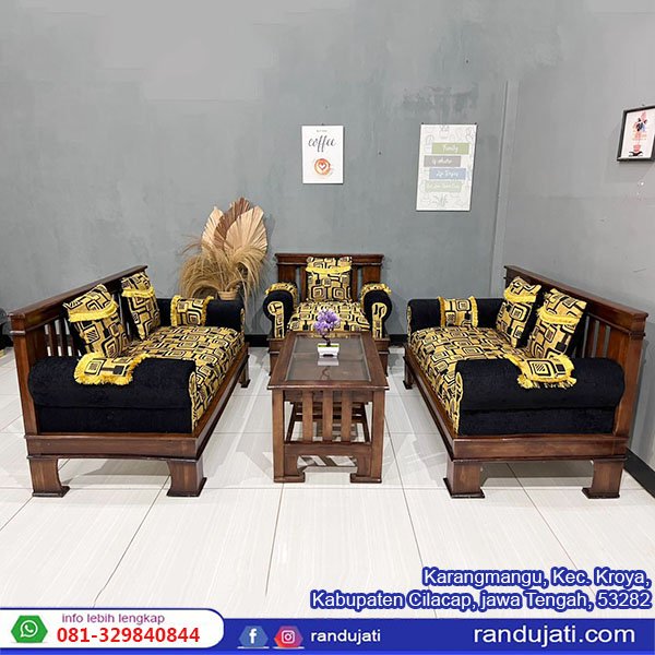 KURSI KAYU JATI KOMBINASI MINIMALIS 221 HITAM