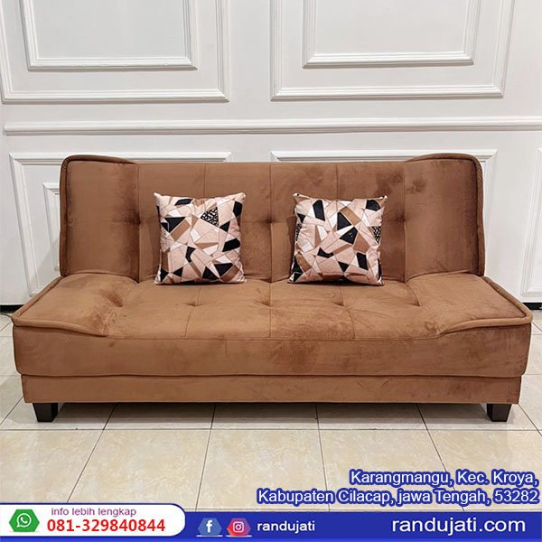 SOFABED COKLAT PREMIUM KAIN VEGAS