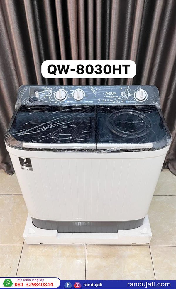 MESIN CUCI 2 TABUNG MANUAL 8KG AQUA QW-8030HT